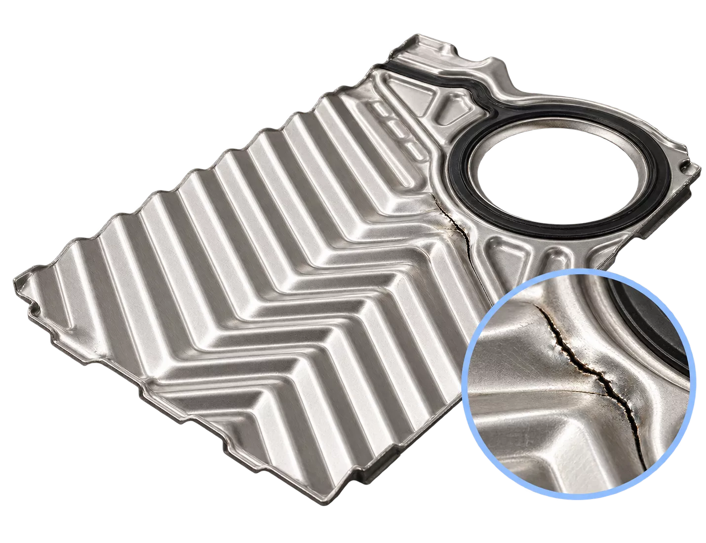 Material fatigue plate heat exchanger