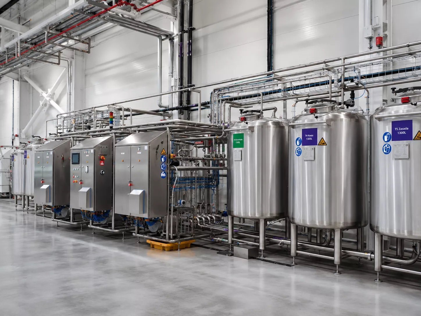 CIP station installed in a dairy processing plant