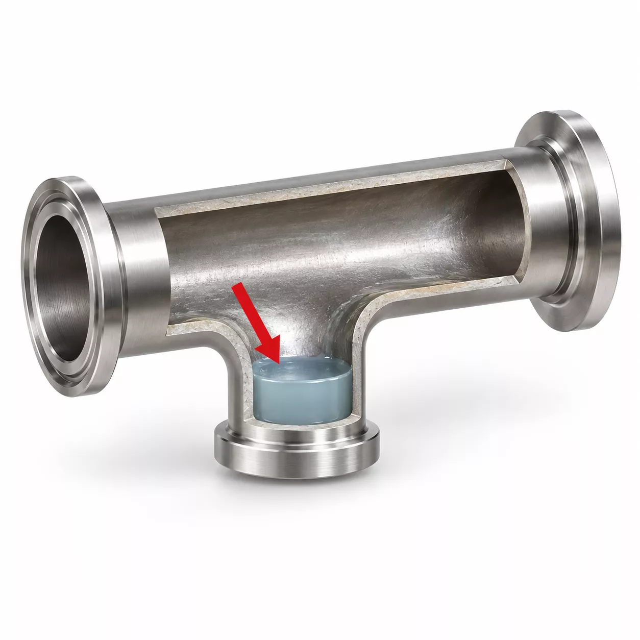 Stagnant Liquid in a Sanitary Pipe Pocket